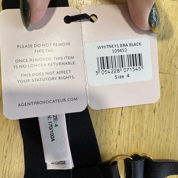 Agent Provocateur Whitney High Neck Underwired Black Bra AP4 36D Silk Straps NEW - Picture 9 of 14